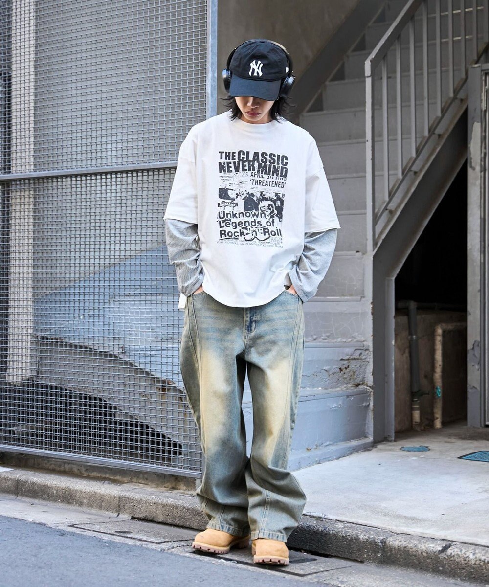 WEGO フェイクレイヤードグラフィックT（LS） 