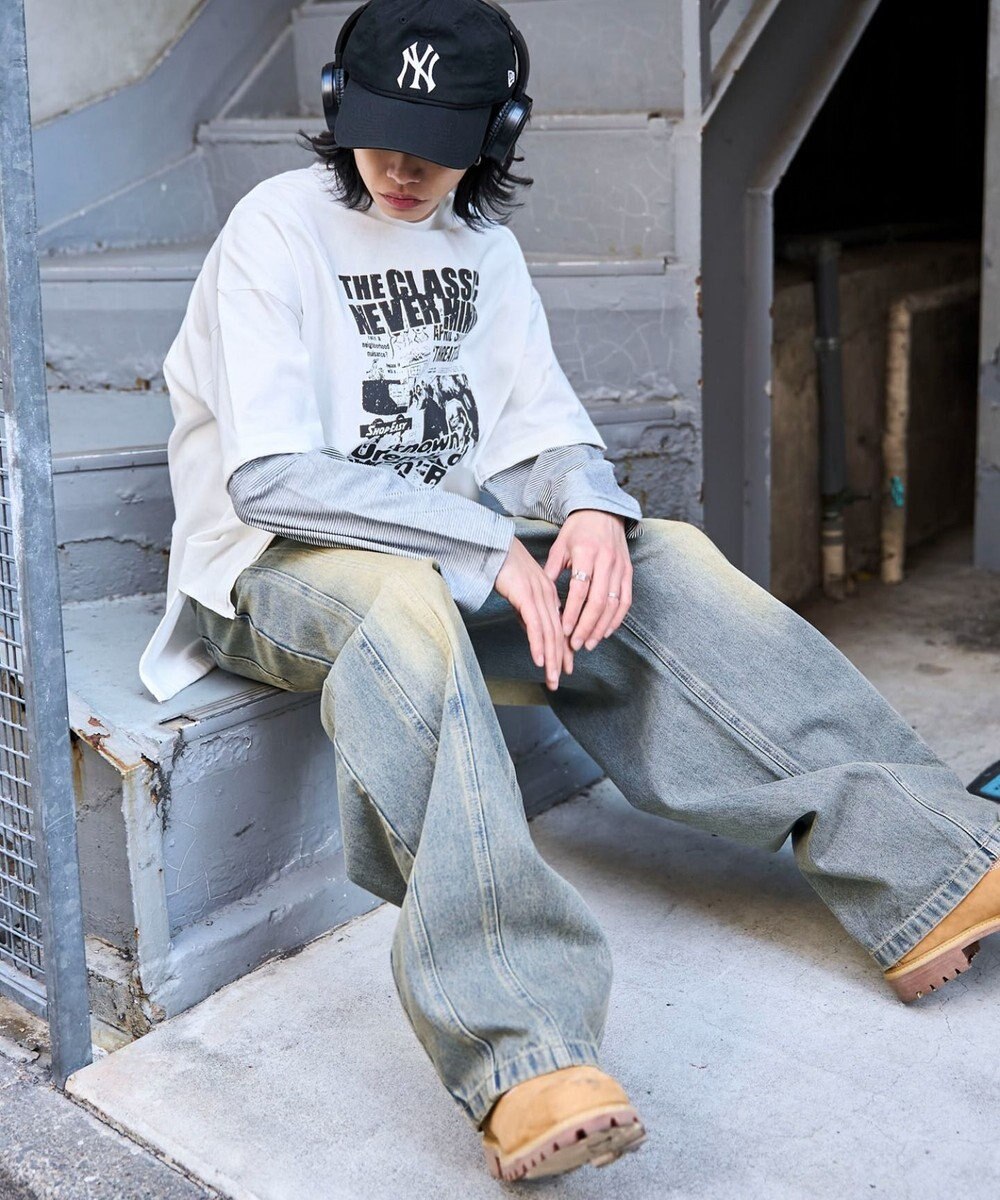 WEGO フェイクレイヤードグラフィックT（LS） 