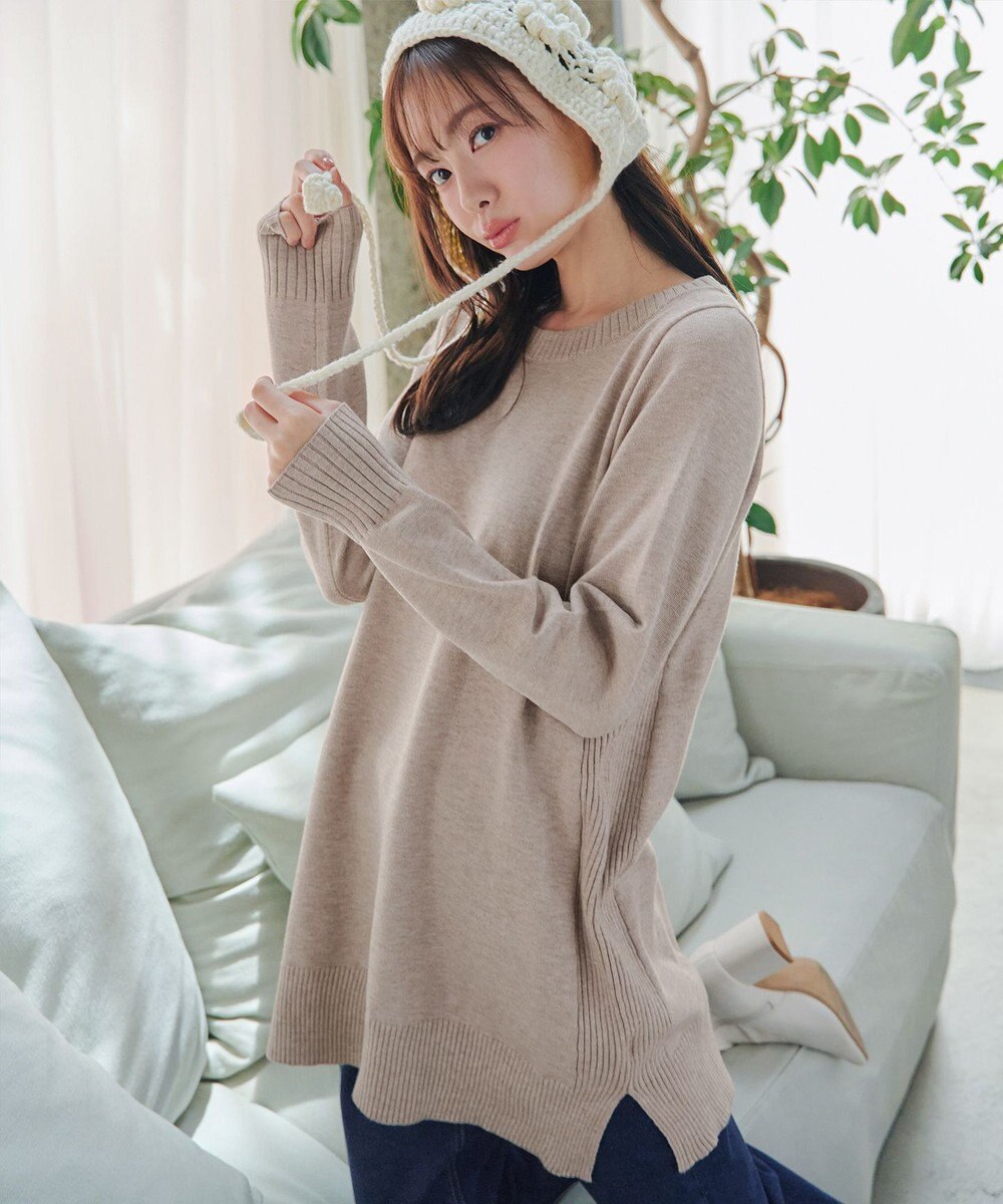 Tiaclasse 【安田美沙子さん着用・選べる2type・洗える】もちニットチュニック 