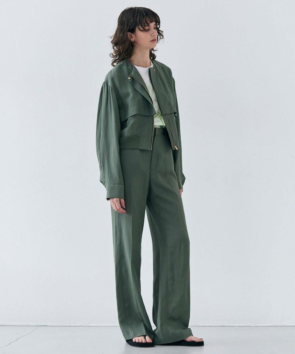 BEIGE， 【洗える】BERNARD / リネンノーカラーラップブルゾン 