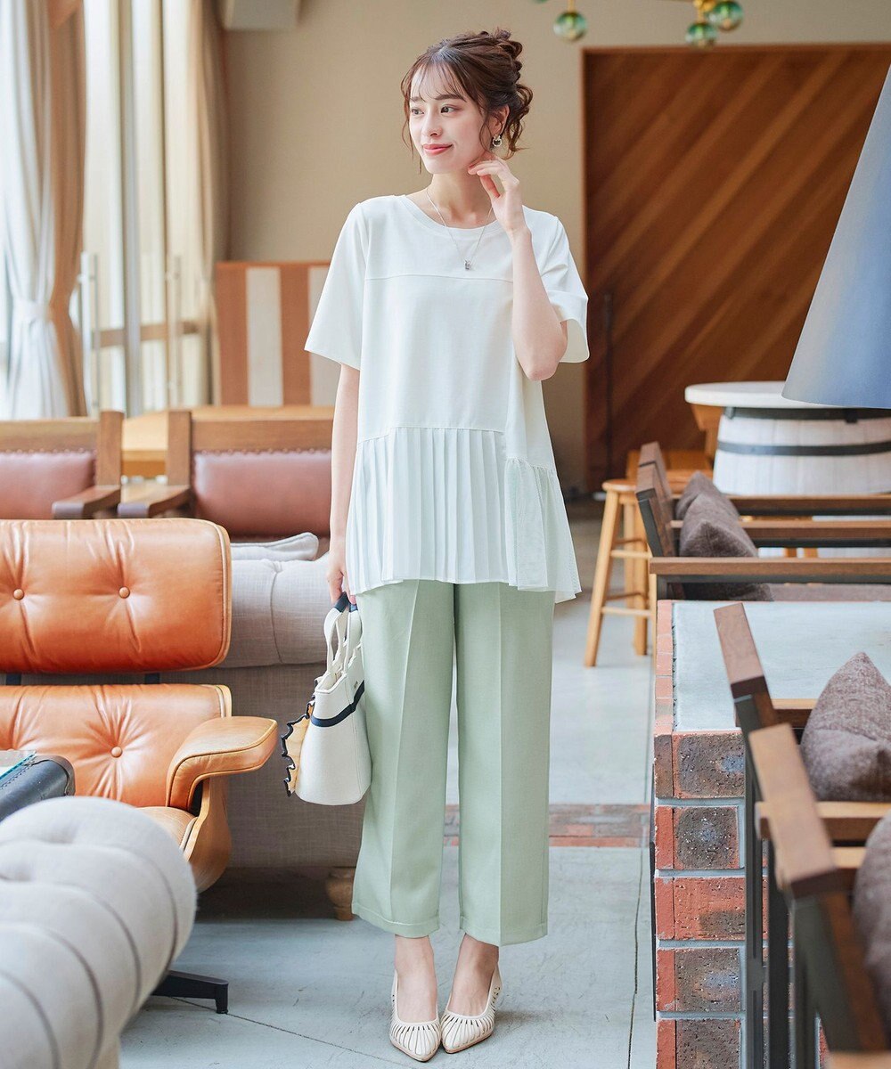 Tiaclasse 【日本製・洗える】麻調ワイドパンツ 