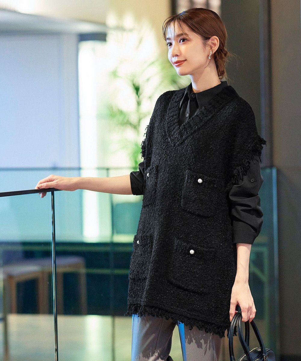 Tiaclasse 【洗える】フレアシャツチュニックブラウス 