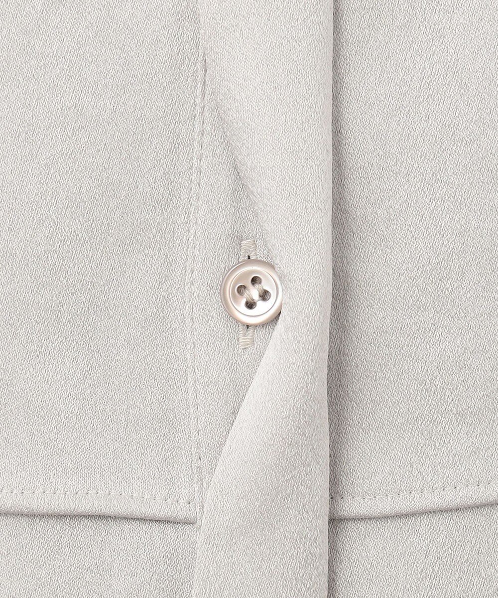 ICB 【洗える】 サテンクレープ ノーカラーブラウス 