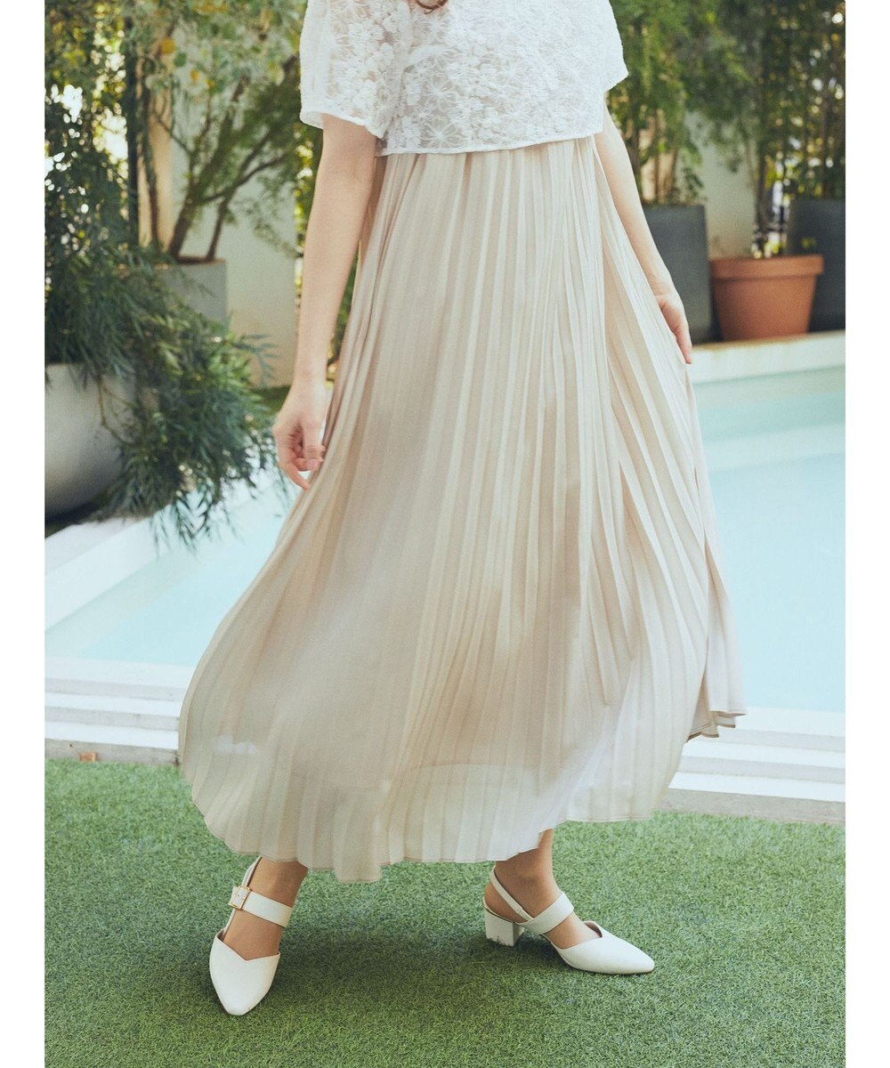 earth music&ecology ＳＥＴ２点　オーガンジー刺繍＋プリーツワンピース 