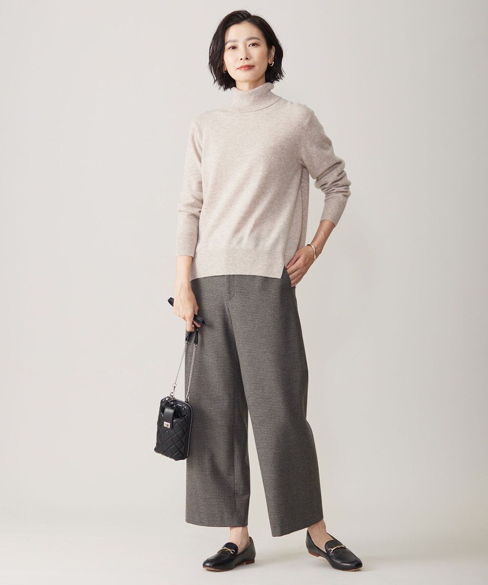 J.PRESS LADIES 【洗える】チェルビック チェック セミワイド パンツ 