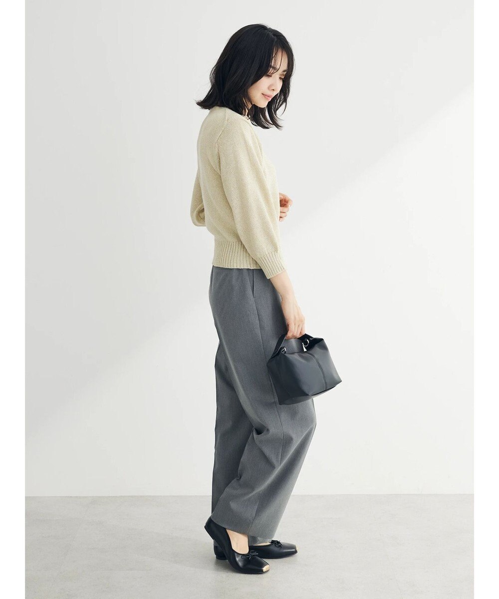 Green Parks ラメ５分袖コンパクトニットプルオーバー 