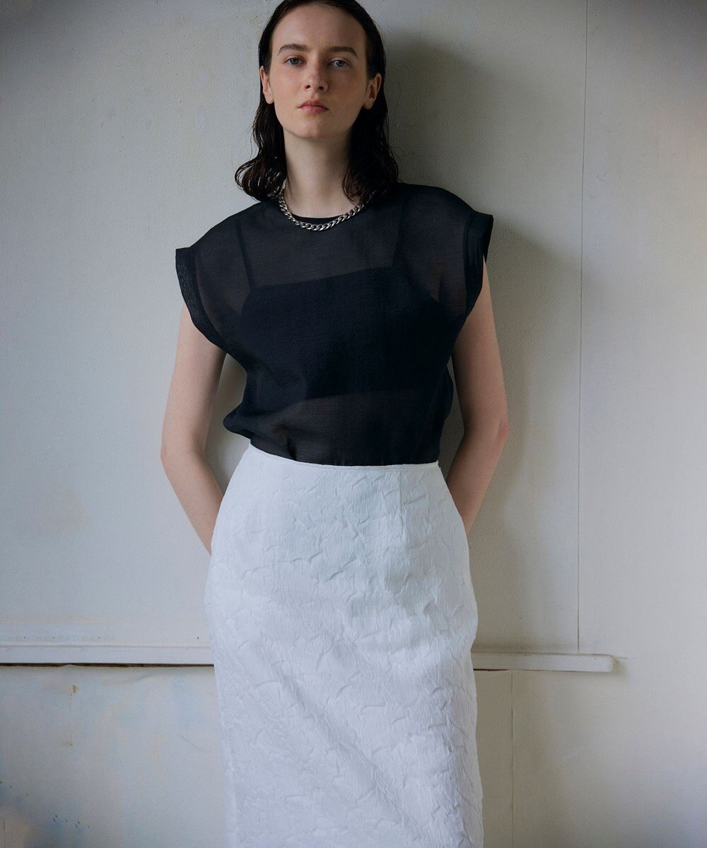 NAVE 【Nave・洗える/シアー素材】シアーリンクル ノースリーブブラウス 