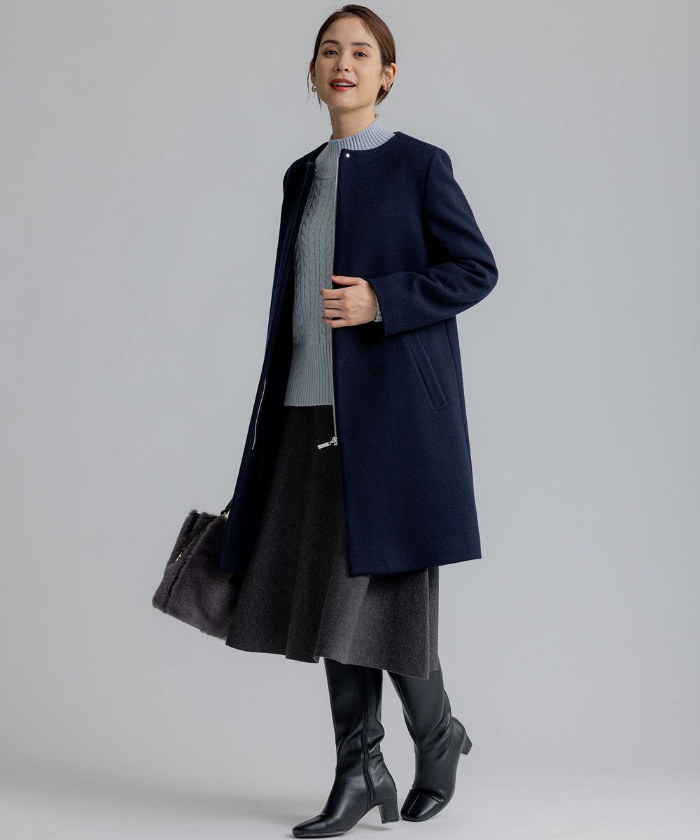 組曲 【2WAY・WEB限定】ショートビーバー フーディーロングコート 