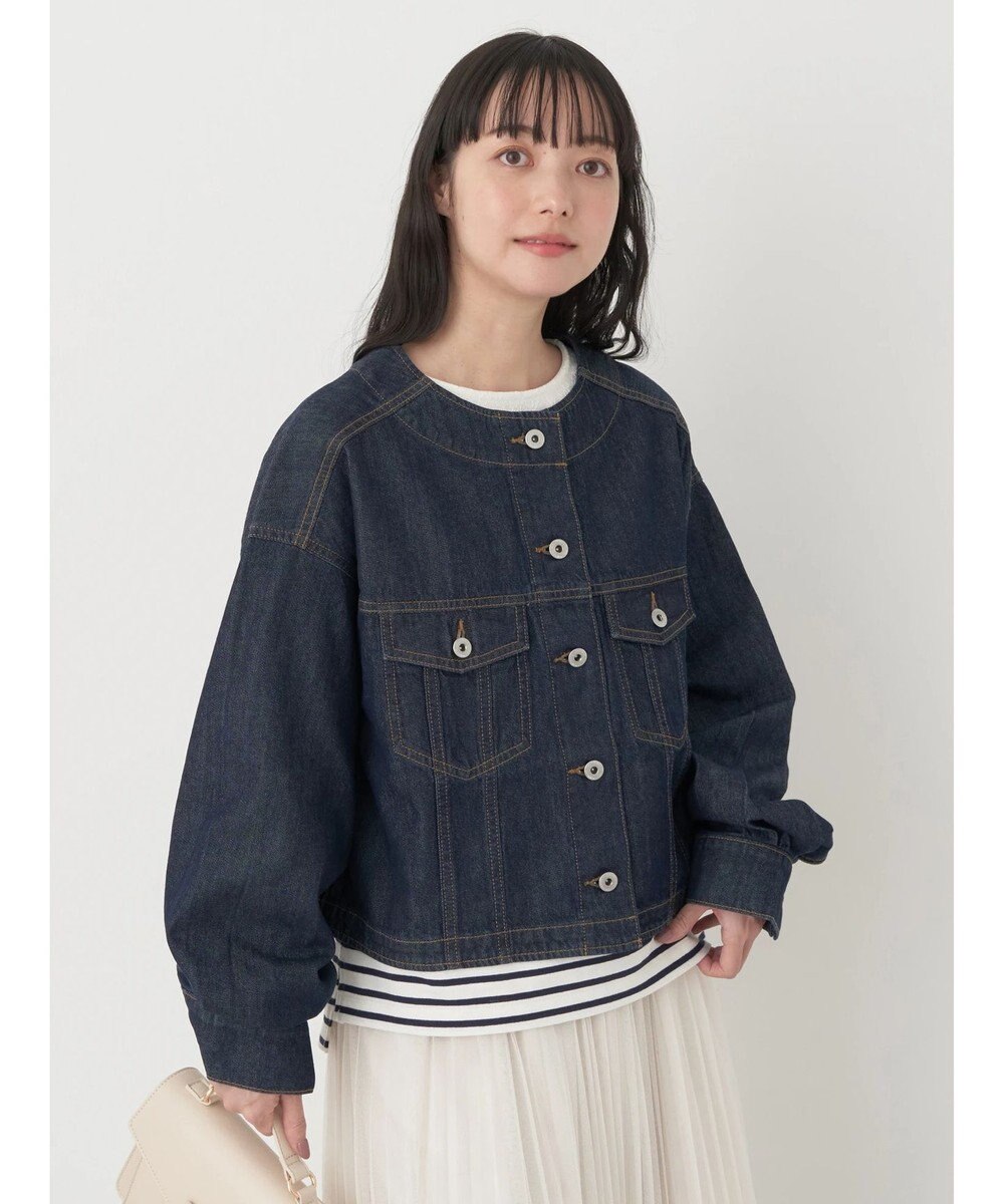 earth music&ecology ノーカラーツイルブルゾン 