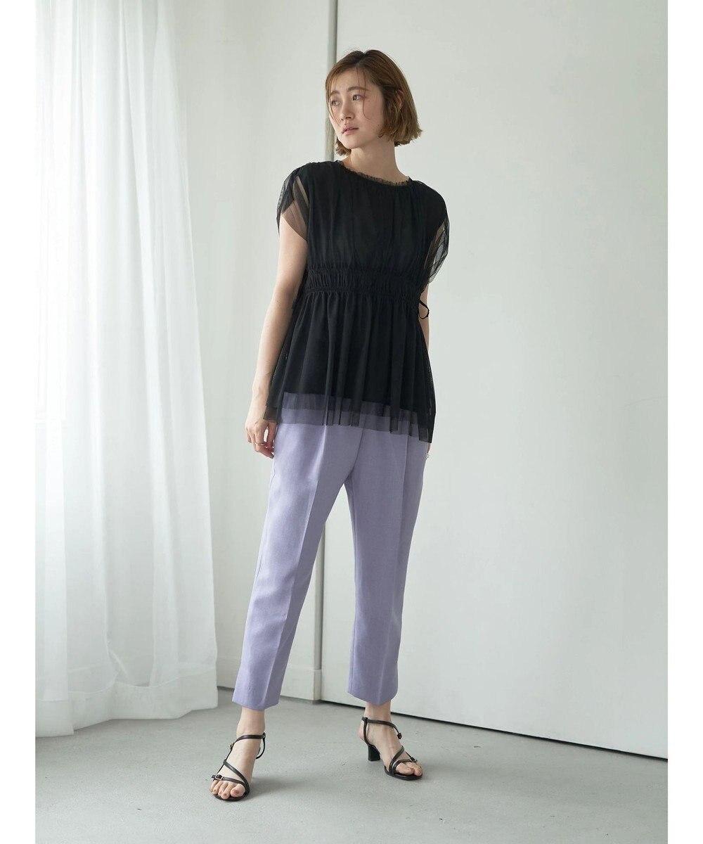 YECCA VECCA チュールギャザーブラウス 