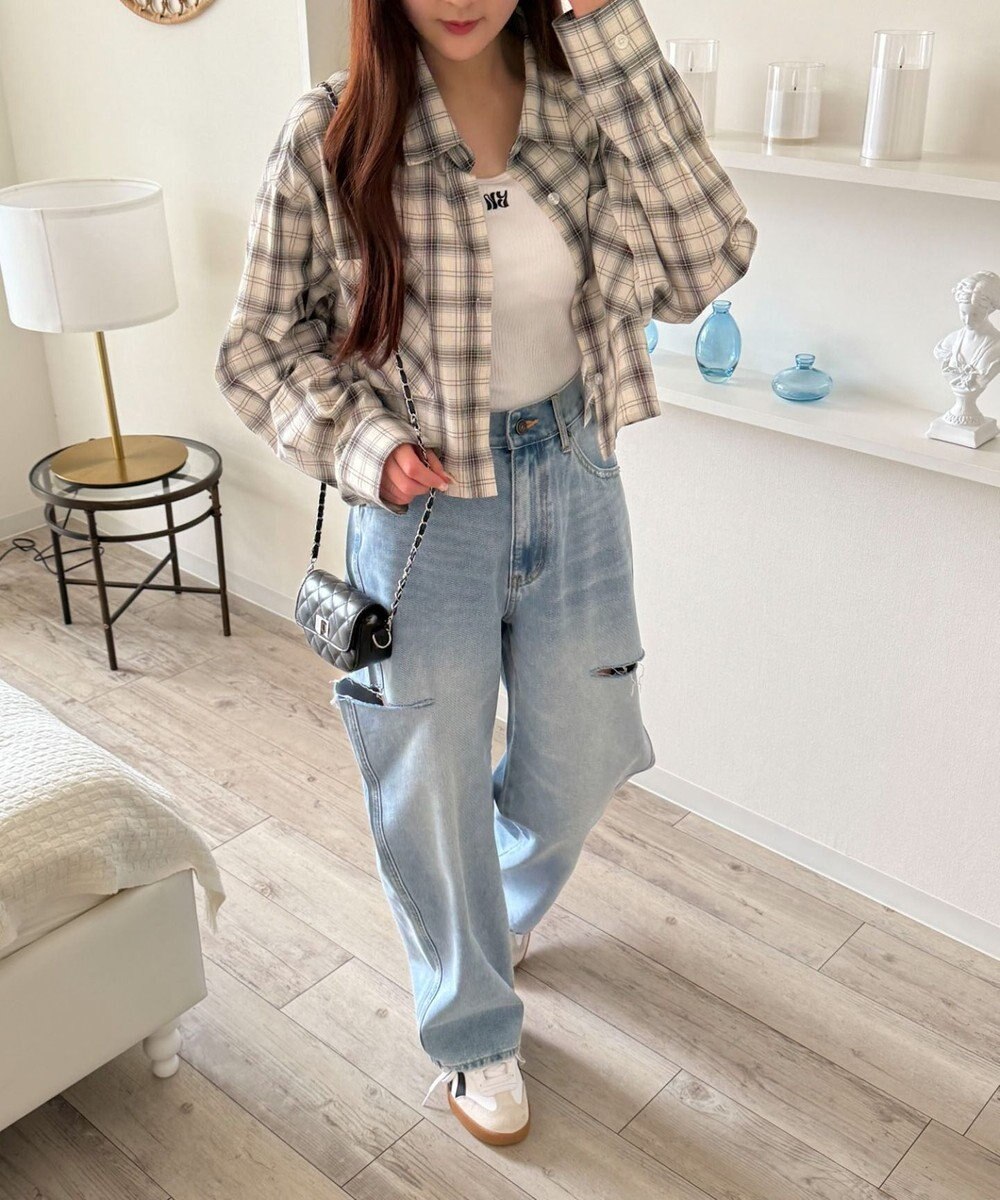 WEGO チェックショートシャツ 