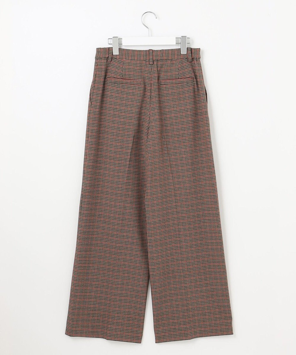 自由区 【洗える/撥水加工】TRギャバ チェック ワイドクロップドパンツ 