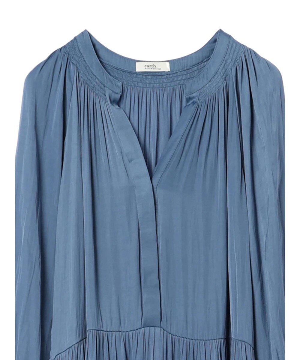 earth music&ecology サテンティアードワンピース 