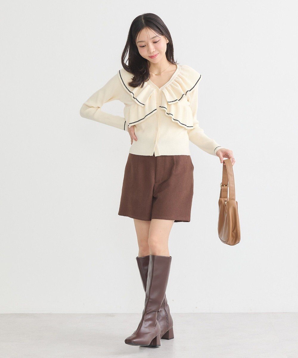 earth music&ecology Ｖネックフリルニットカーディガン 