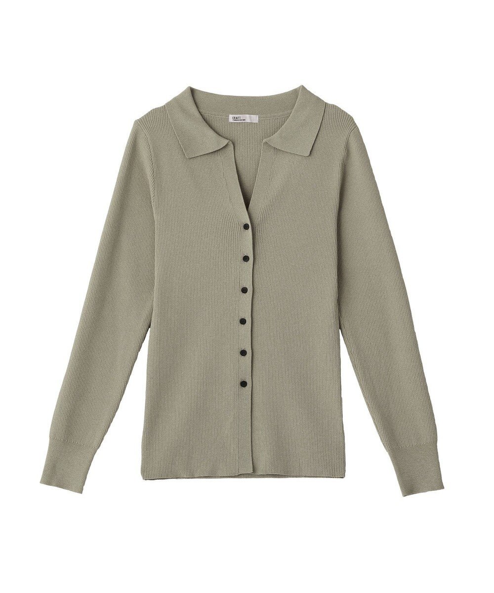 CRAFT STANDARD BOUTIQUE 襟付きコンパクトリブニットカーディガン 