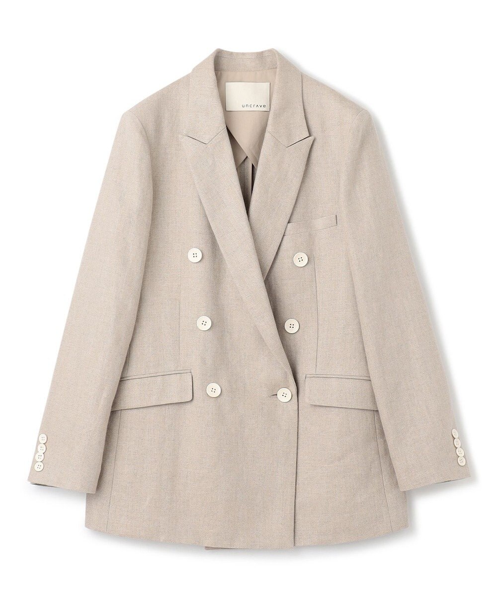 uncrave ヘリンボーン リネン ジャケット（uncrave WHITE） 