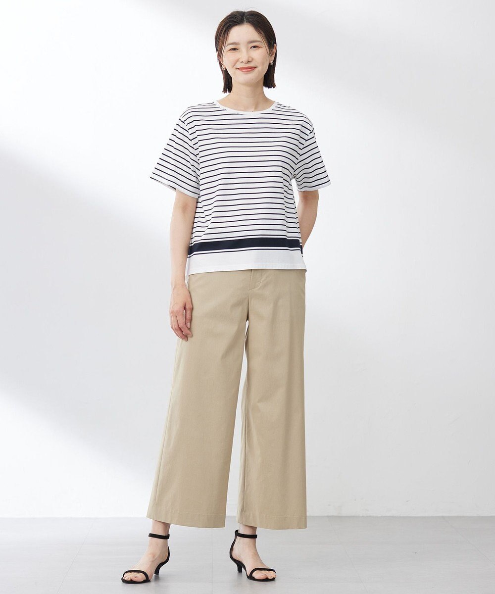 J.PRESS LADIES S 【洗える】パネルボーダー Tシャツ 