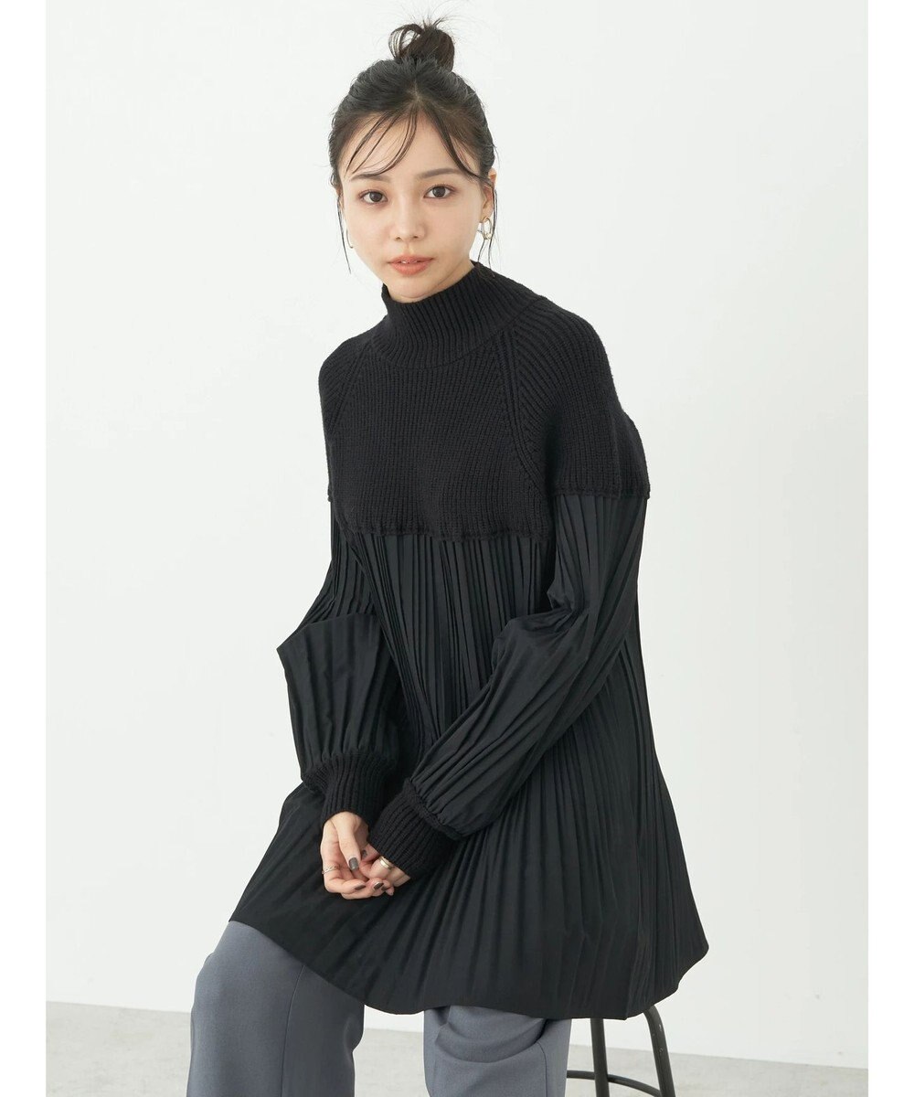 earth music&ecology プリーツフレアニットチュニック 