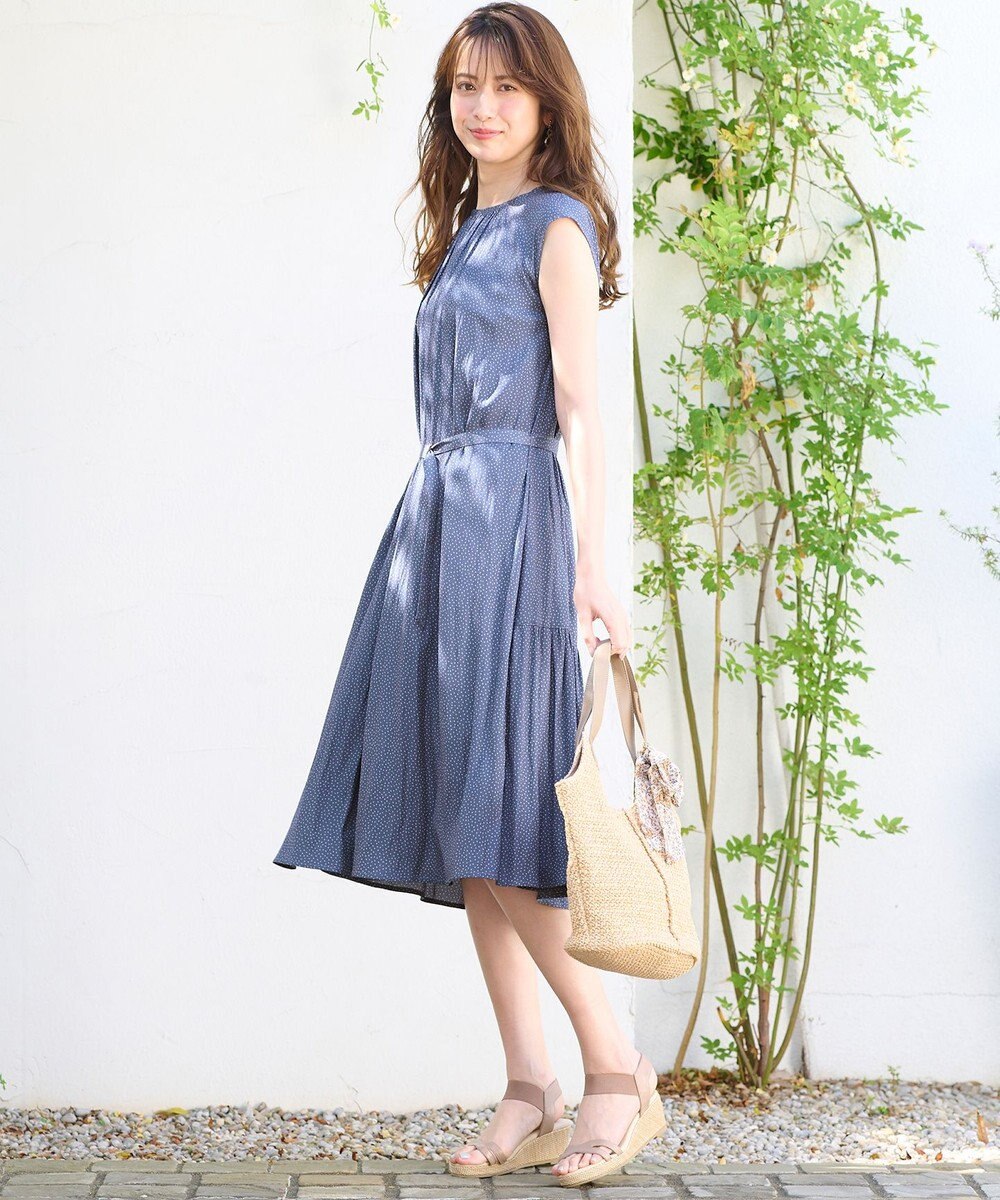 ANY SIS 【ベルト付き】ミニドット ノースリーブワンピース 