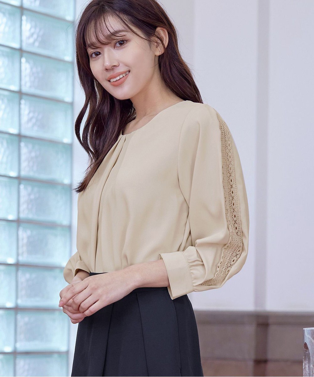 Tiaclasse 【新色追加・洗える】レースパフ袖ブラウス 