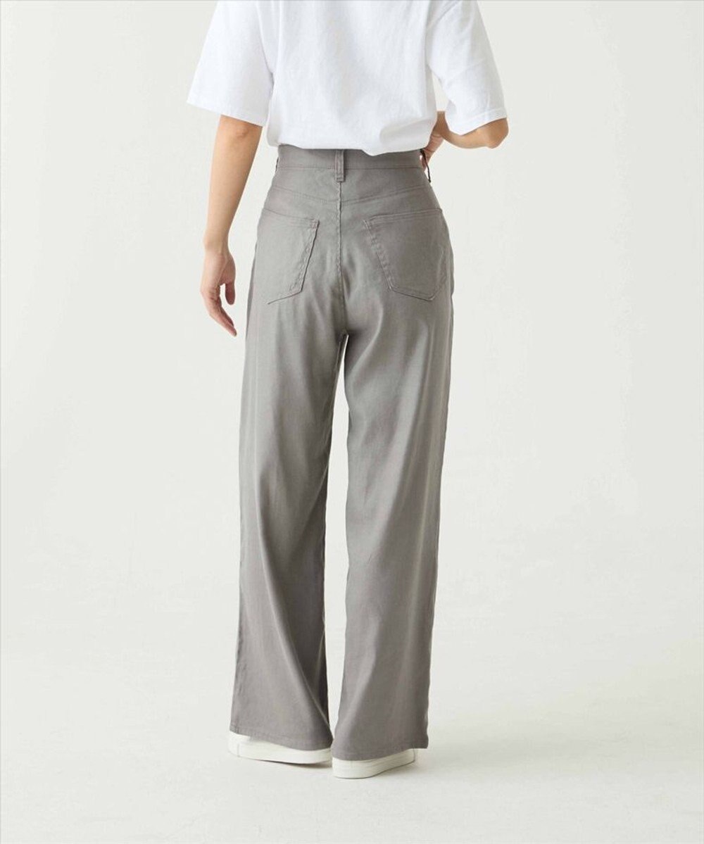 caqu linen rayon stretch wide pants リネンレーヨンストレッチワイドパンツ 
