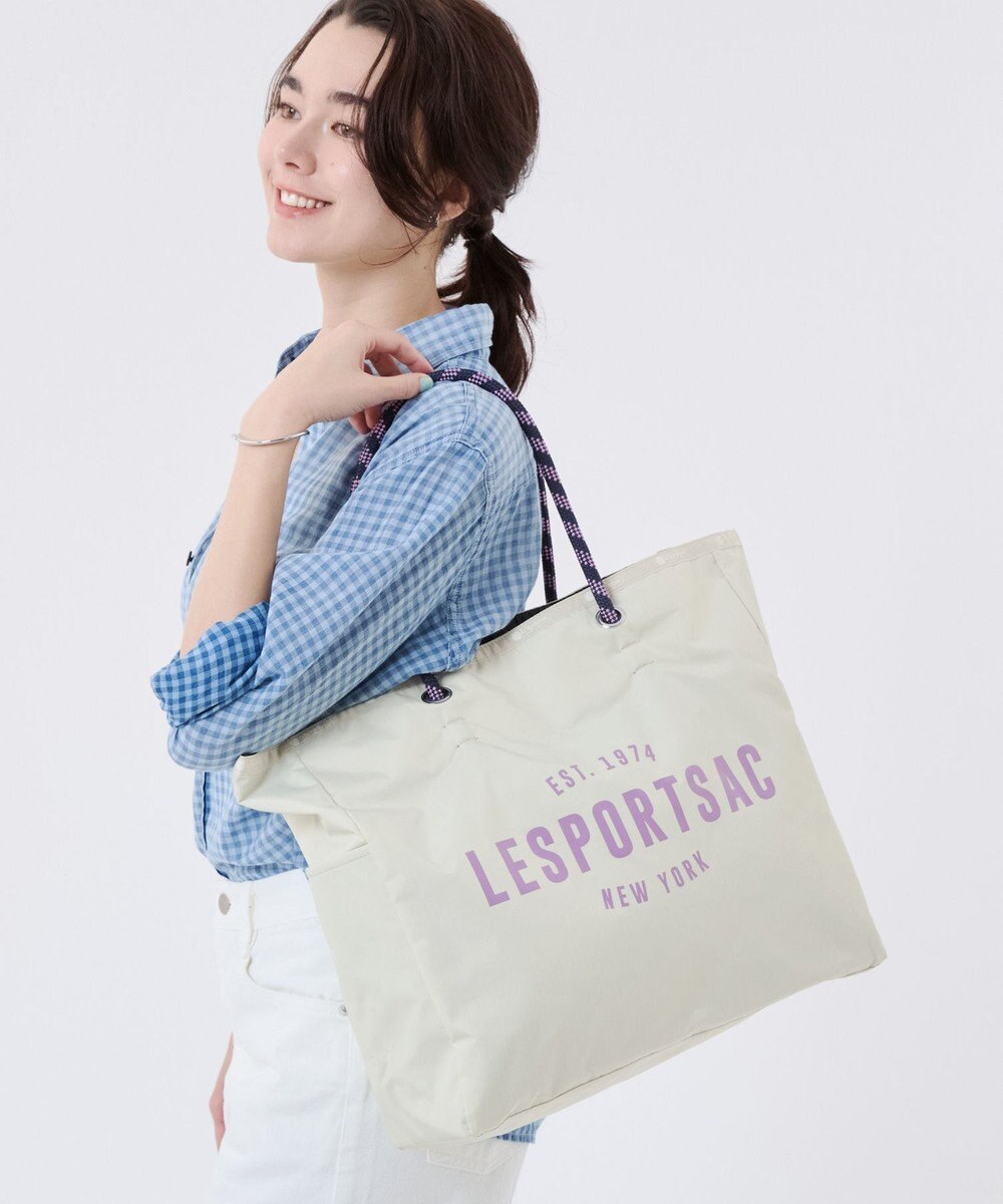 LeSportsac LARGE 2 WAY TOTE/2ウェイビスケットベージュ/ディープシー 