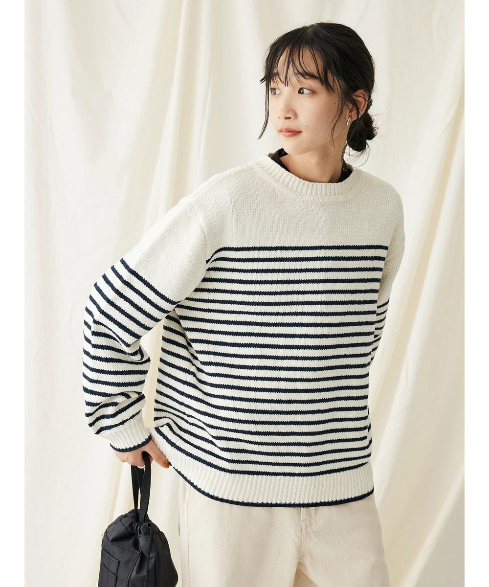 CRAFT STANDARD BOUTIQUE 洗えるモールニットボーダープルオーバー 