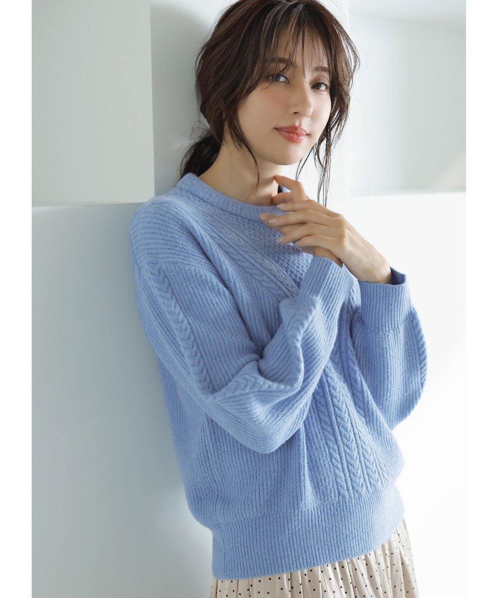 ANY SIS 【洗える】フロントケーブルポイントアンゴラブレンド ニット 