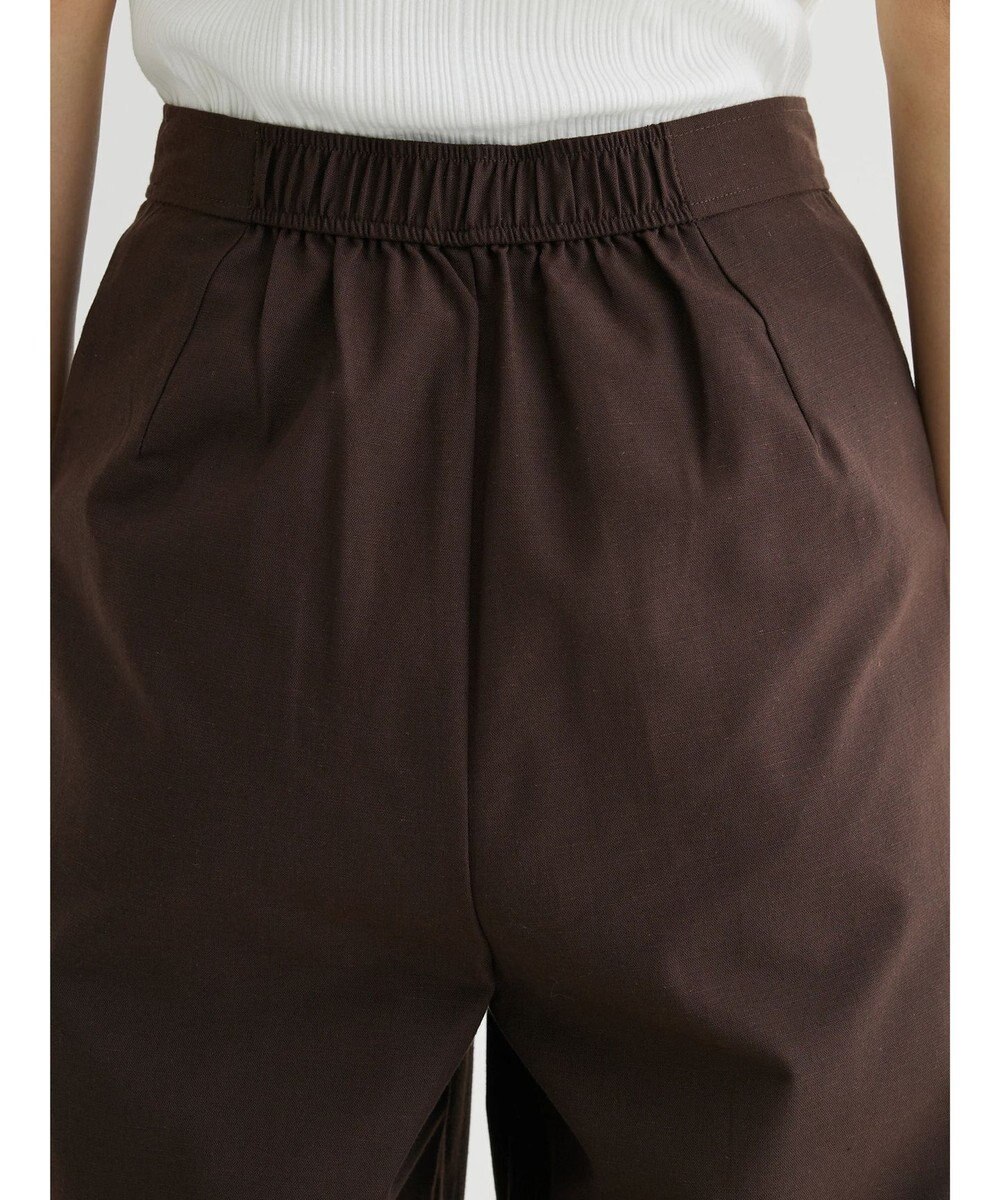 Green Parks 綿麻混タックテーパードパンツ 