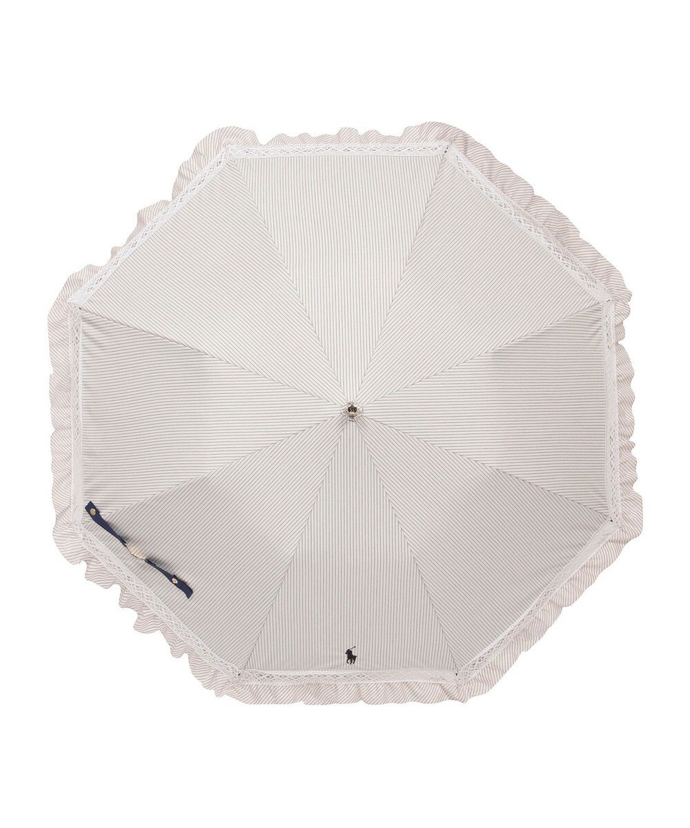 MOONBAT 【遮光/晴雨兼用日傘】POLO RALPH LAUREN(ポロ ラルフローレン) ストライプフリル 折りたたみ傘 楽折 遮熱 UV 
