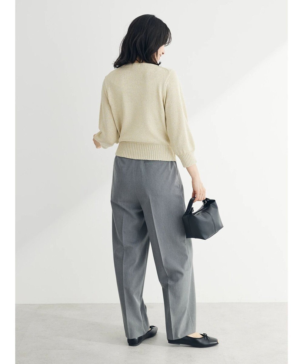 Green Parks ラメ５分袖コンパクトニットプルオーバー 