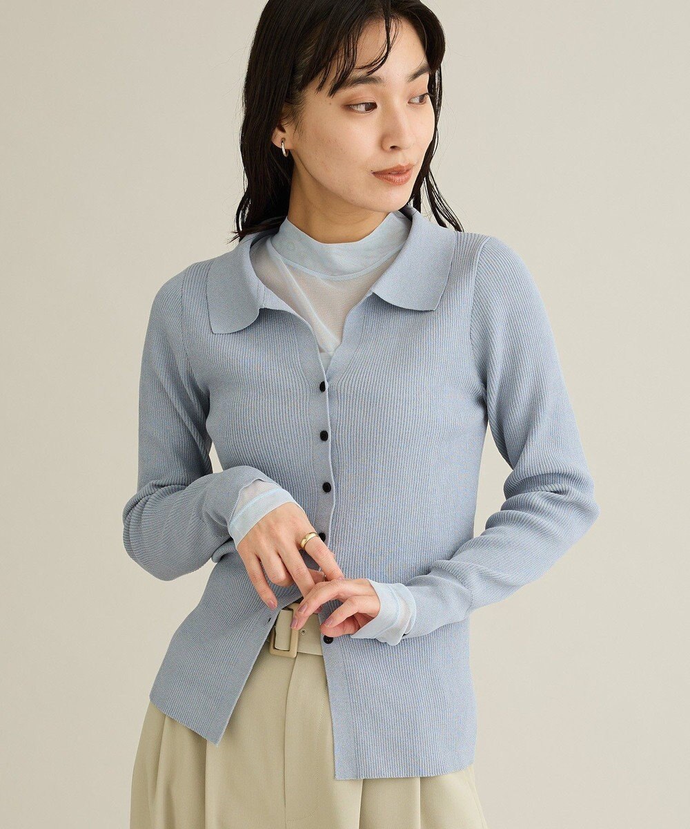 CRAFT STANDARD BOUTIQUE 襟付きコンパクトリブニットカーディガン 