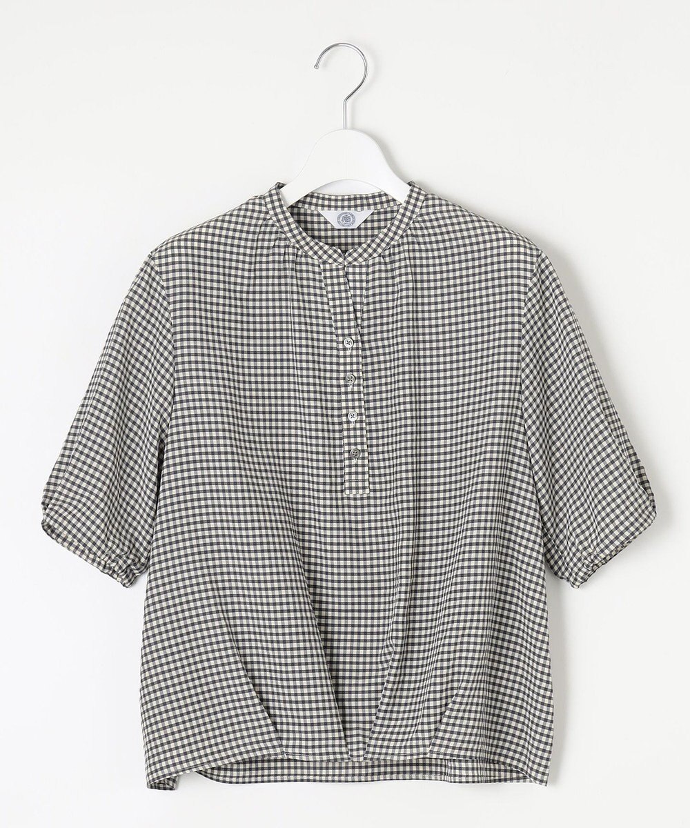 J.PRESS LADIES S 【洗える】アセVisギンガム バンドカラー ブラウス 