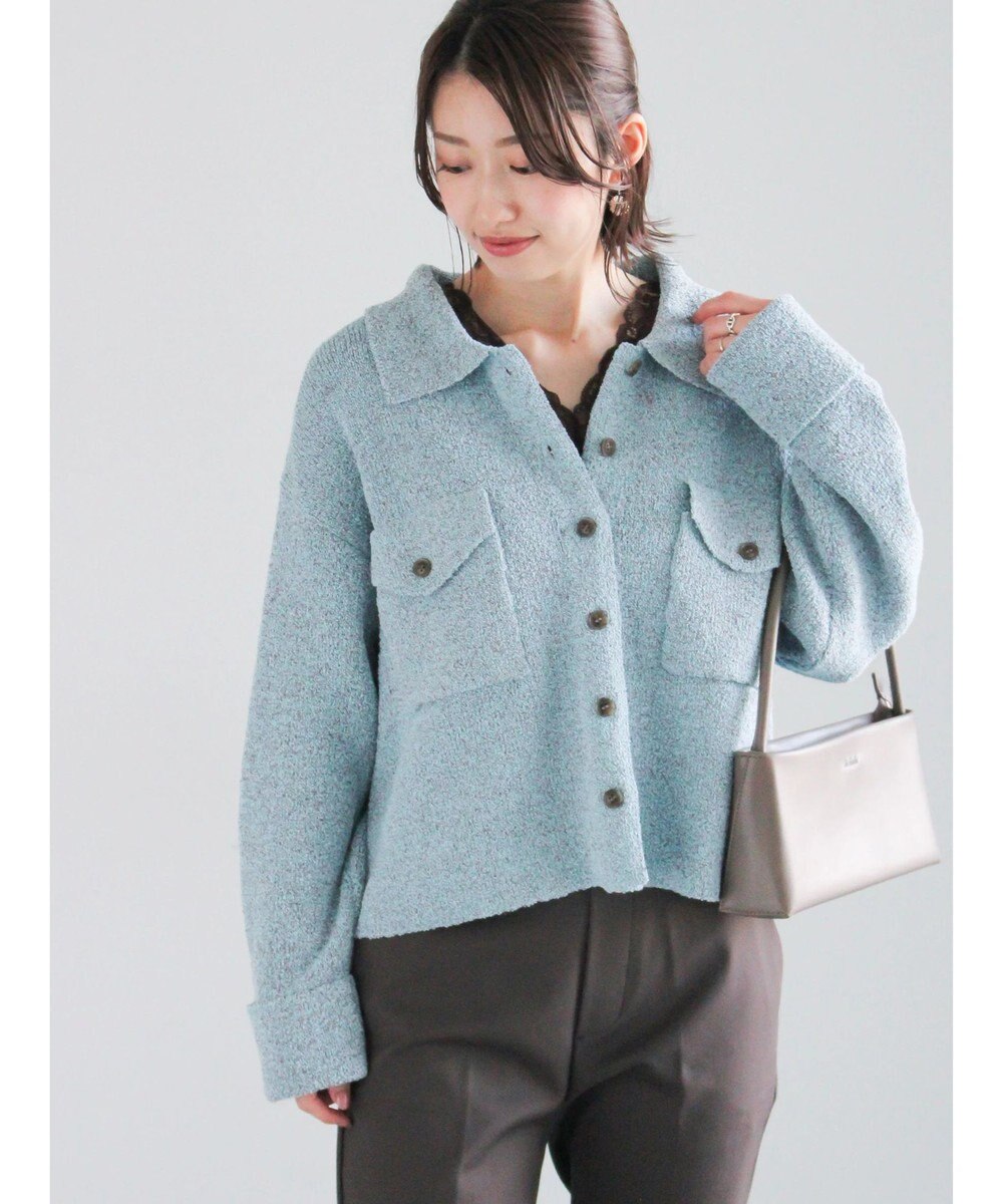 Te chichi メランジ衿ニットジャケット 