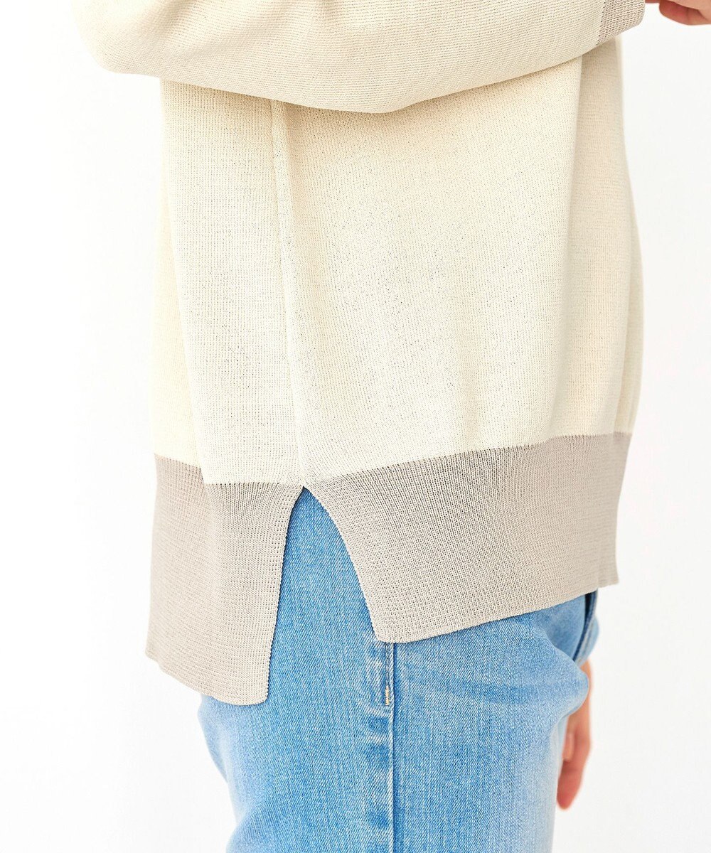 Tiaclasse L 【新色追加・洗える】配色スリットニット 