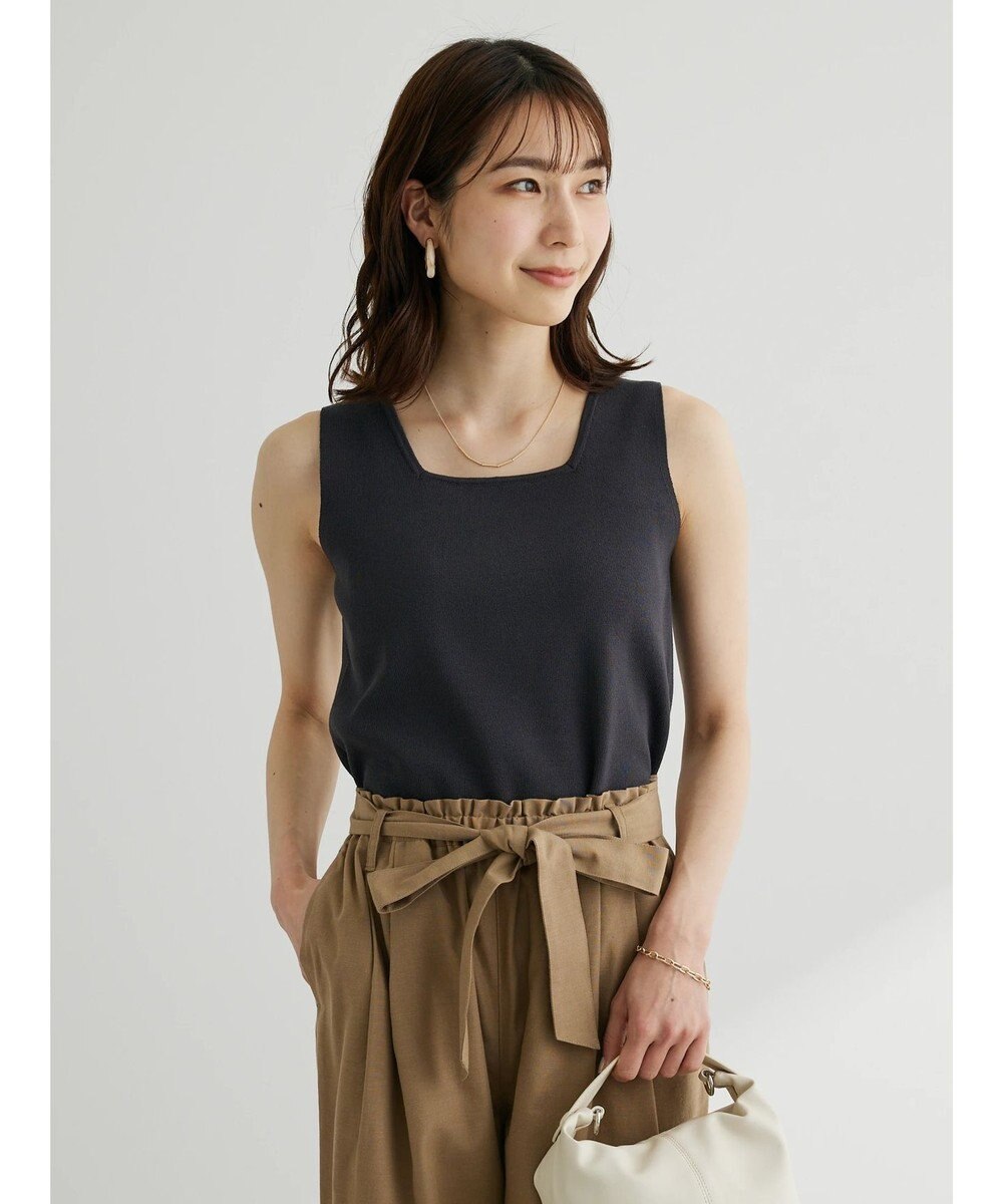 Green Parks スクエアネックニットタンクトップ 
