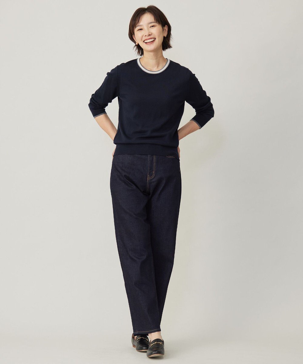 J.PRESS LADIES S 【洗える】BASIC STRETCH DENIM ボーイフィット パンツ 