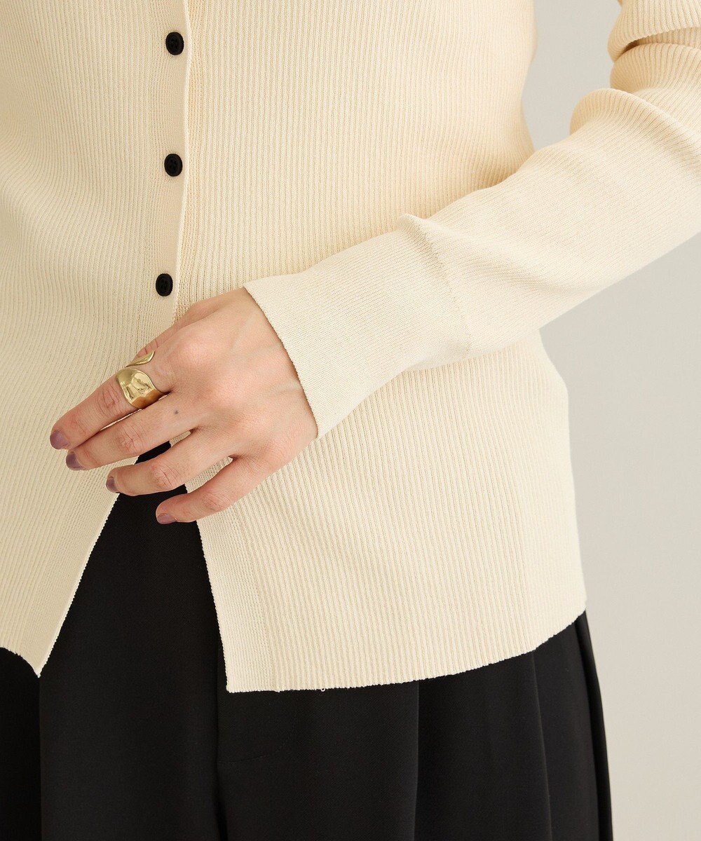 CRAFT STANDARD BOUTIQUE 襟付きコンパクトリブニットカーディガン 