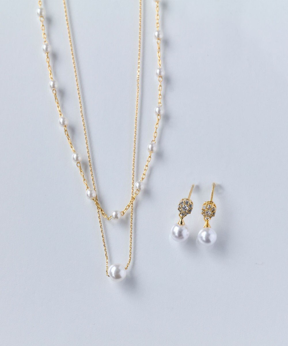 Phoebe <オンワード限定セット>2ラインエレガントパールネックレス×グリームスウィングピアス 