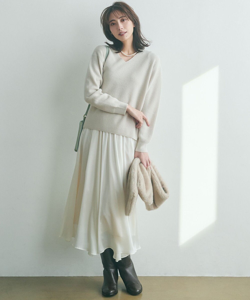 23区 【一部店舗限定/洗える】クレープシフォン フレア スカート 