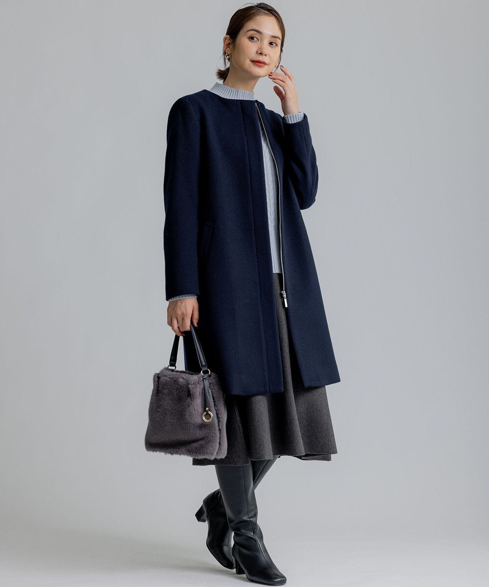 組曲 【2WAY・WEB限定】ショートビーバー フーディーロングコート 