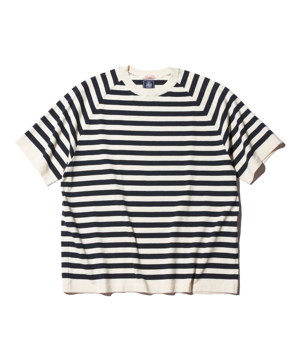 J.PRESS MEN 【J.PRESS ORIGINALS】Lightwave Border Raglan Knit T-shirt 