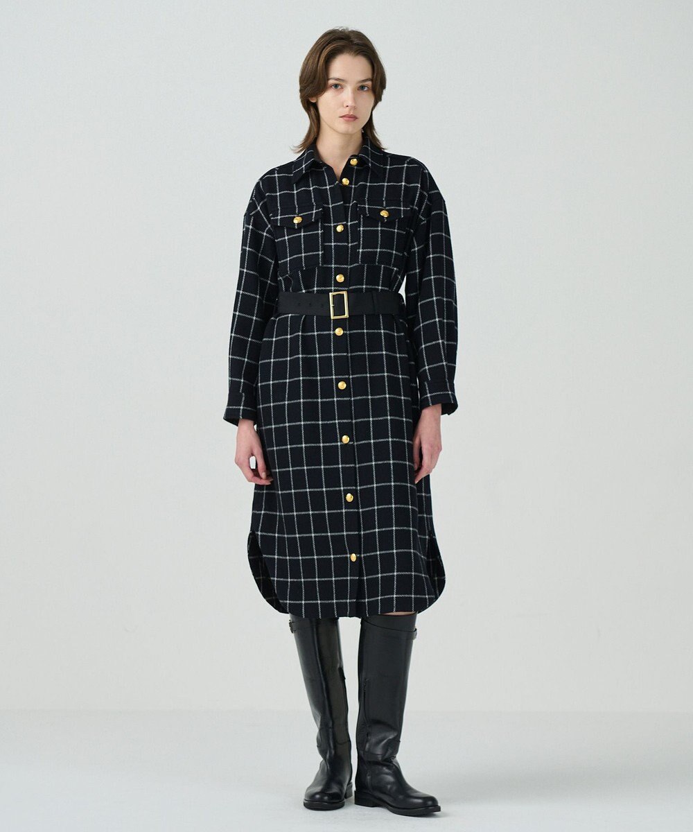 GRACE CONTINENTAL ウールチェックシャツワンピース 