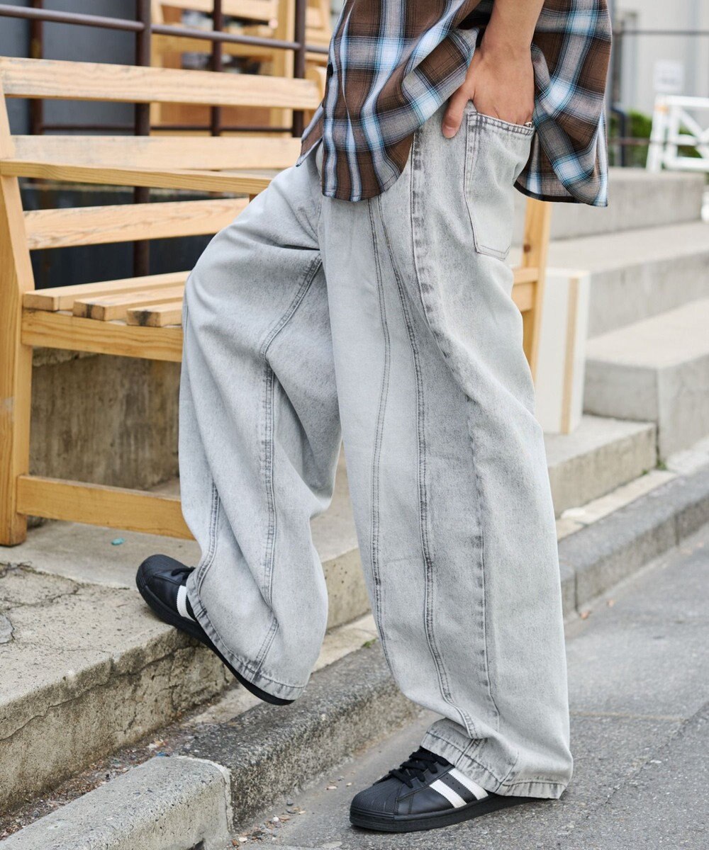 WEGO 【SMLサイズ展開】イージー3Dバレルレッグデニムパンツ 