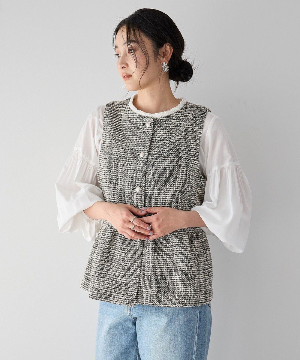 YECCA VECCA ツイードペプラムジレ 