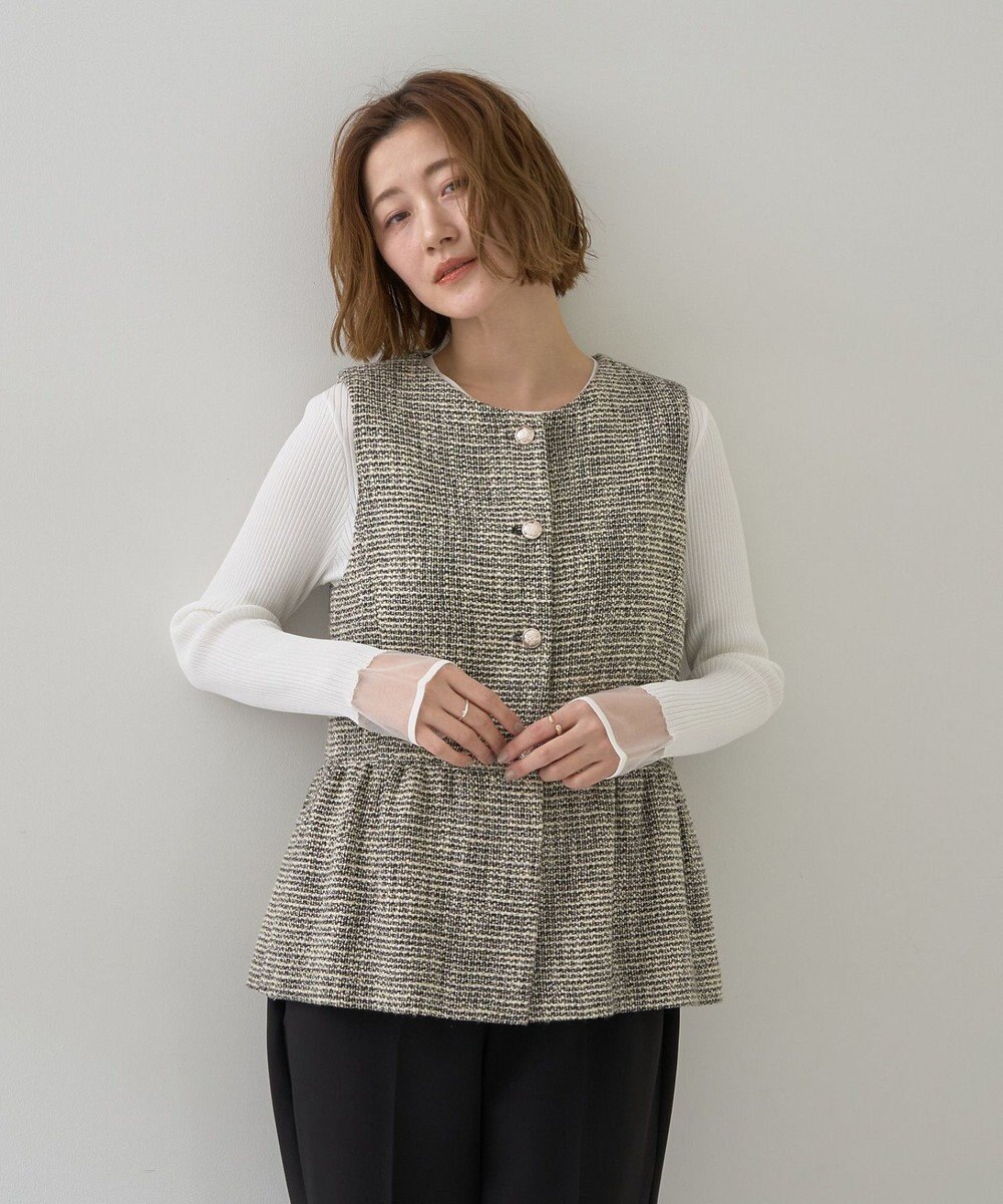 YECCA VECCA ツイードペプラムジレ 