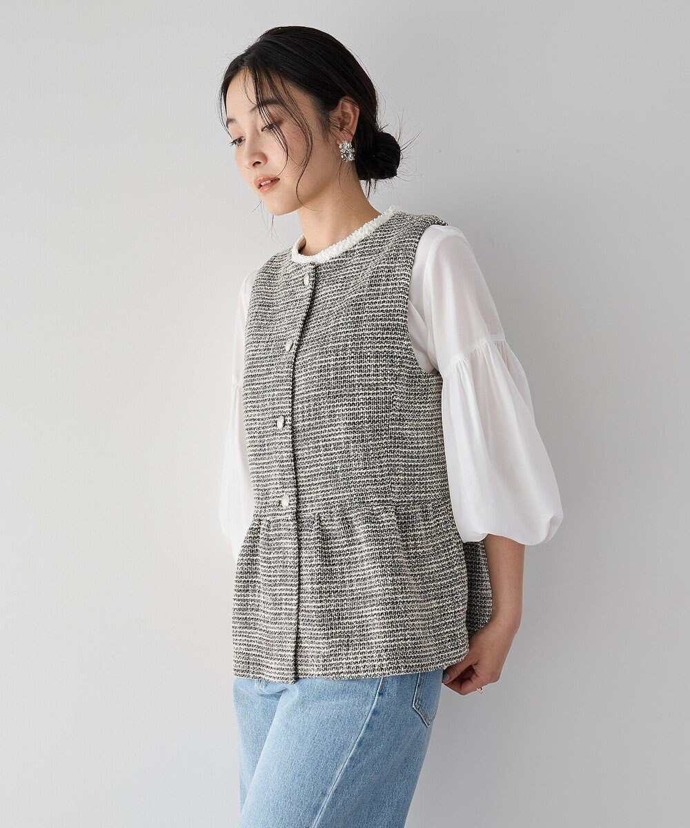 YECCA VECCA ツイードペプラムジレ 