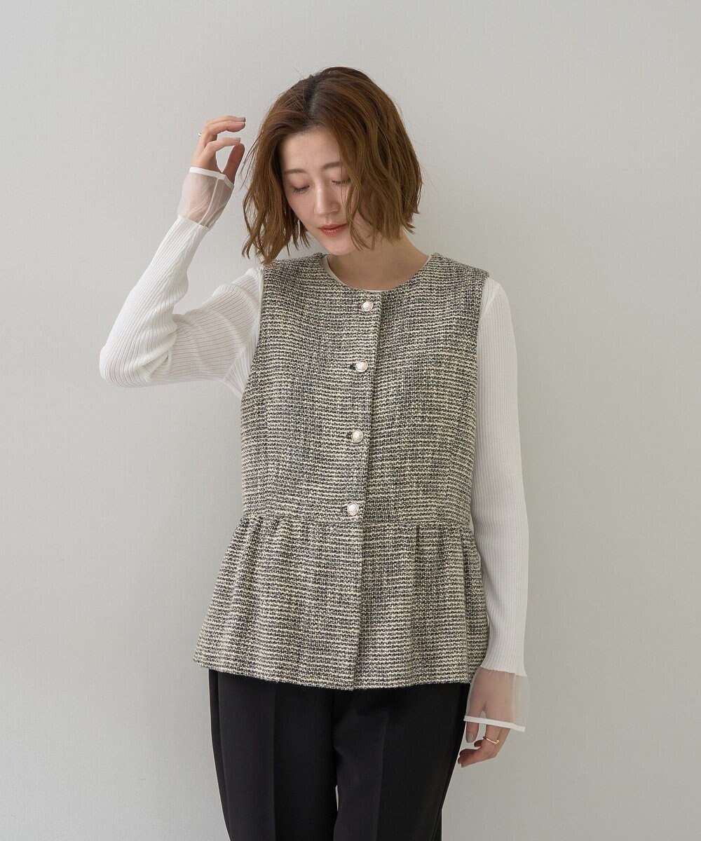 YECCA VECCA ツイードペプラムジレ 