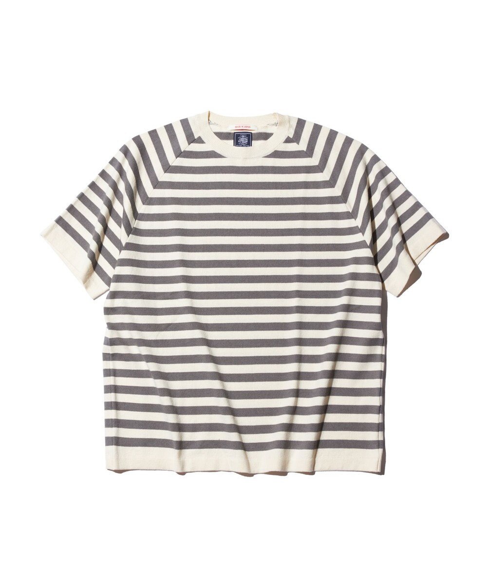 J.PRESS MEN 【J.PRESS ORIGINALS】Lightwave Border Raglan Knit T-shirt 