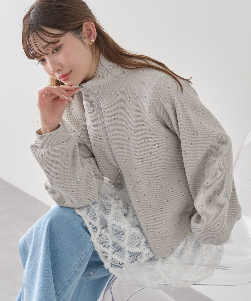 earth music&ecology 【予約】【綿100％】ダブルジップワッフルカーディガン 